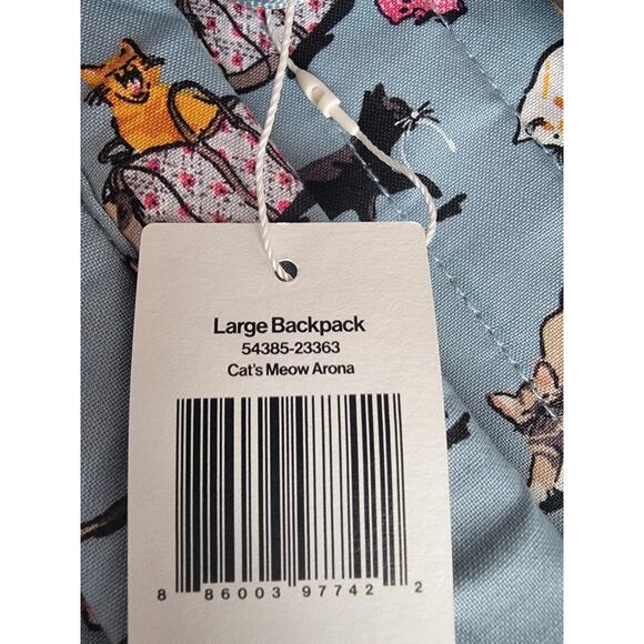 VERA BRADLEY Cats Meow Arona Large Full Size Essential Backpack New School Bag - Picture 13 of 13